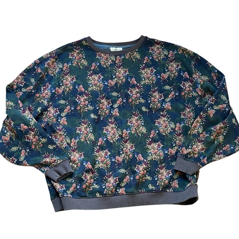 Natural Life Selah Floral Pullover Sweatshirt Boho Cottagecore, Size S/M